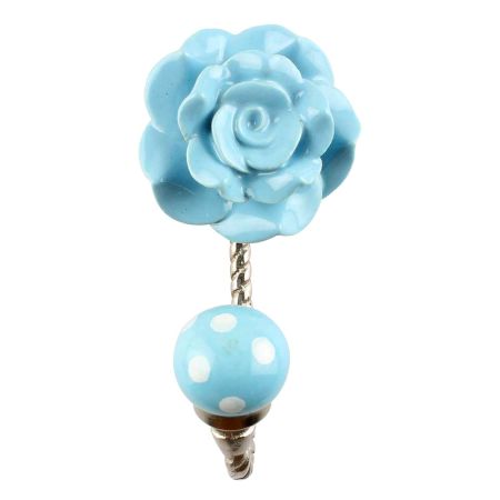 Turquoise Flower Ceramic Hook in Silver Fitting
